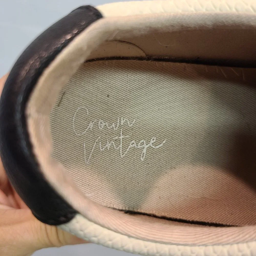 Crown Vintage Adelite Sneakers Low Top Womens 8.5 Cream Black